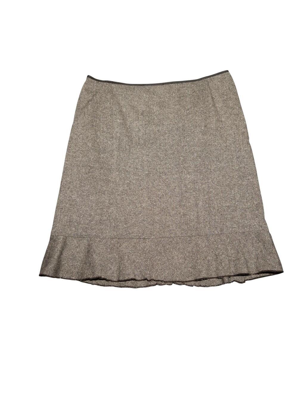 Vintage Valerie Stevens Brown Wool Blend Skirt with Ruffle Hem